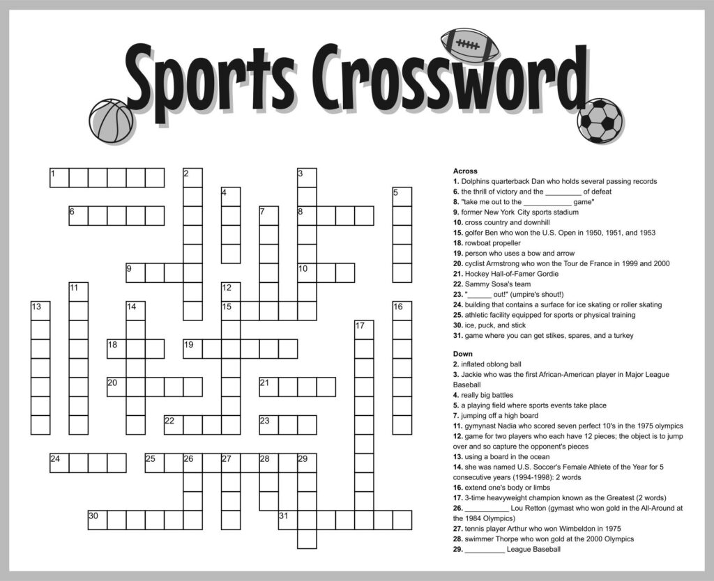 Sports Themed Crossword Puzzles Free Crossword Puzzles Printable Sports Themed Crossword Puzzles Free Crossword Puzzles Printable