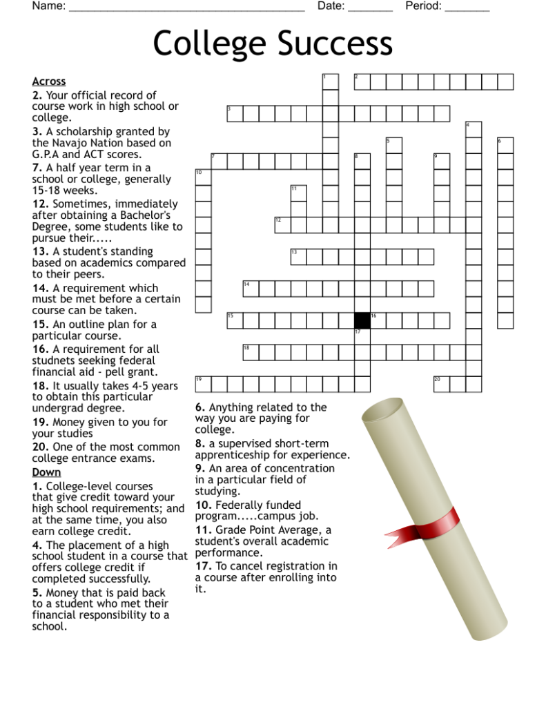 College Crossword Puzzle Printable Free Crossword Puzzles Printable