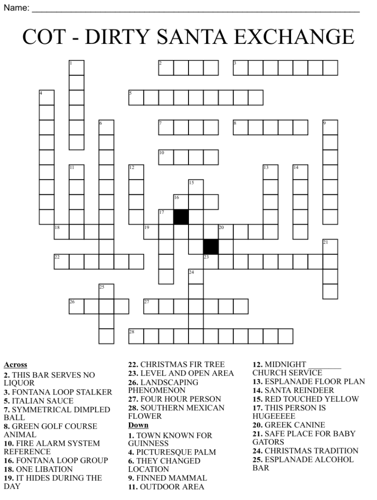 Dirty Crossword Puzzles Free Crossword Puzzles Printable
