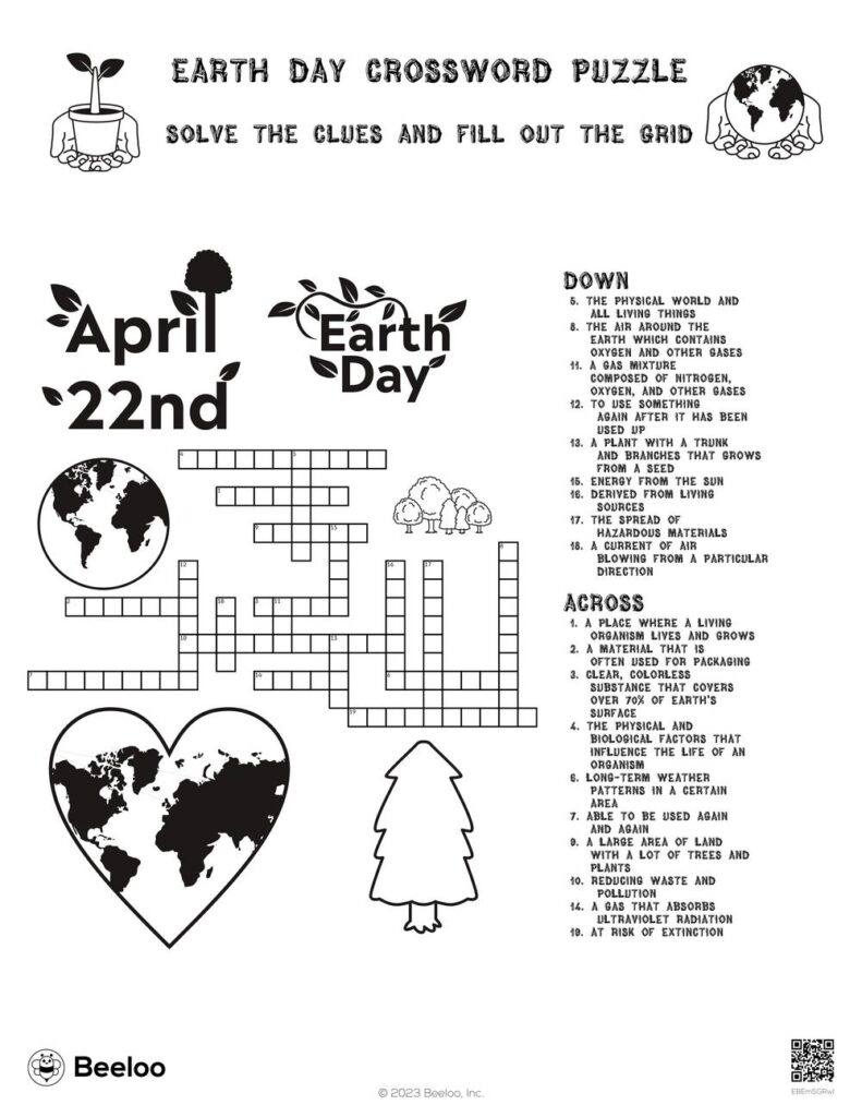 Earth Day Crossword Puzzle Printable Free Crossword Puzzles Printable
