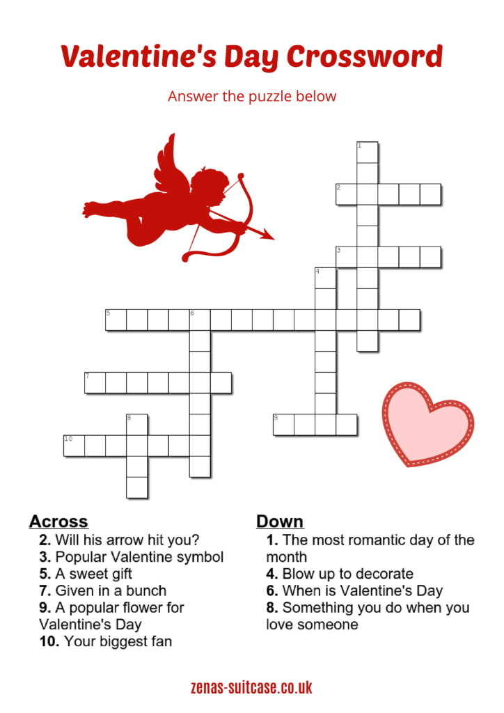 Valentine s Day Crossword Puzzle Free Printable Free Crossword Puzzles Printable