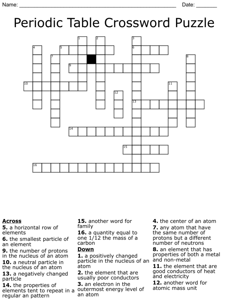 Periodic Table Crossword Puzzle Answer Key Free Crossword Puzzles Periodic Table Crossword Puzzle Answer Key Free Crossword Puzzles