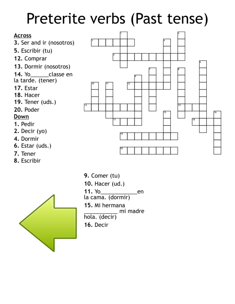 Past Tense Crossword Puzzle Printable Free Crossword Puzzles Printable 5678