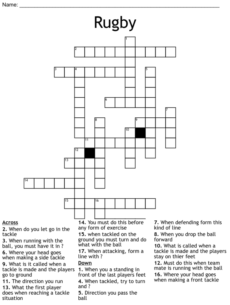 Printable Crosswords Rugby Free Crossword Puzzles Printable