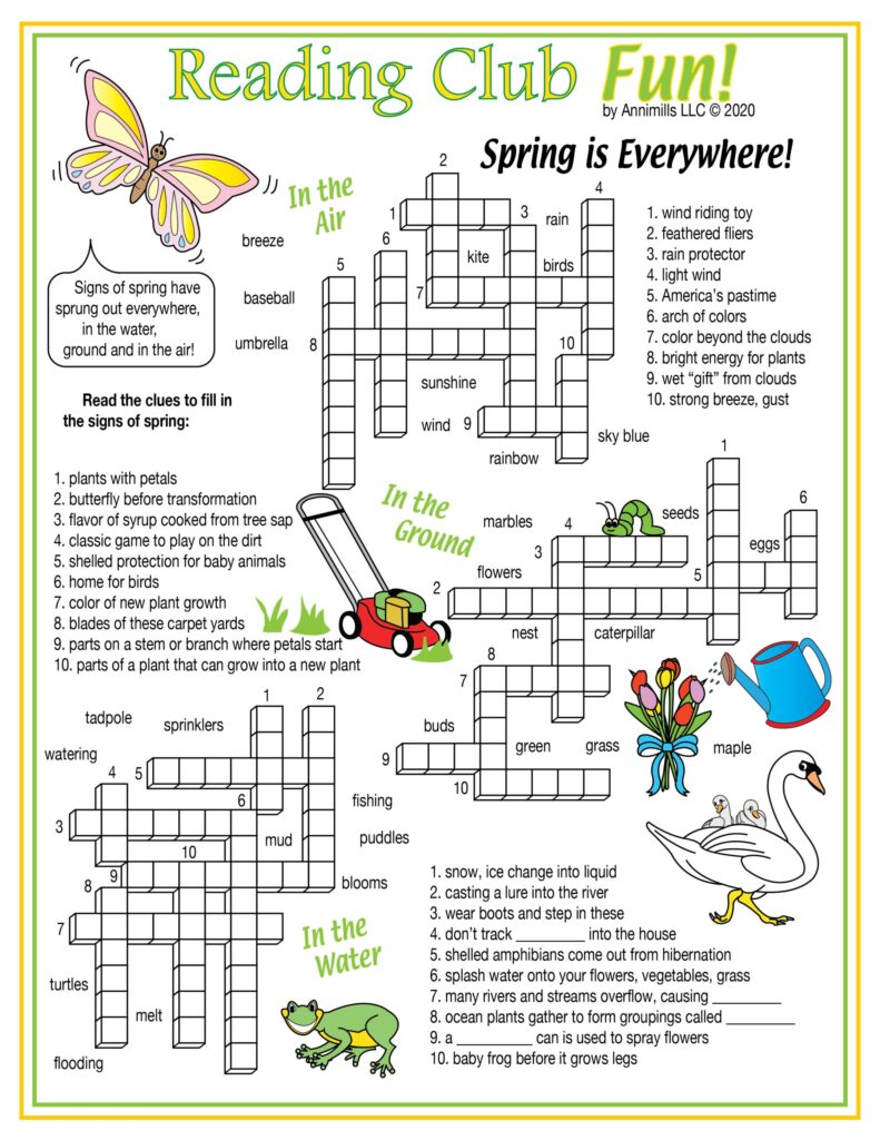 Spring Crossword Puzzle Printable Free Crossword Puzzles Printable