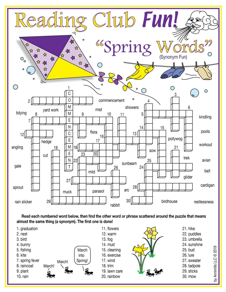 Spring Crossword Puzzle Printable Free Crossword Puzzles Printable