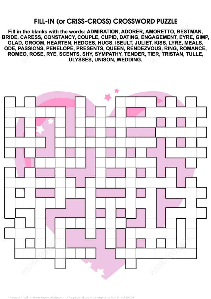 Valentine s Crossword Puzzle Printable Free Crossword Puzzles Printable