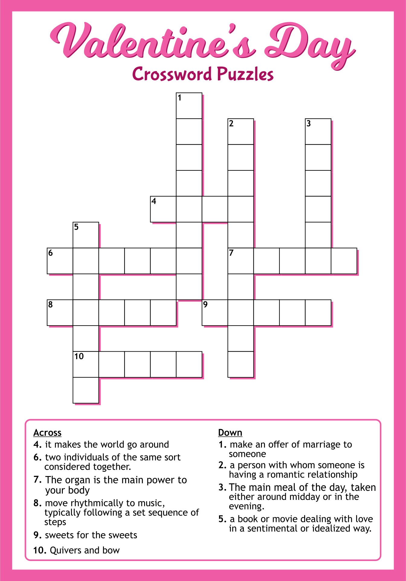 Printable Valentine Crossword Puzzles Free Crossword Puzzles Printable