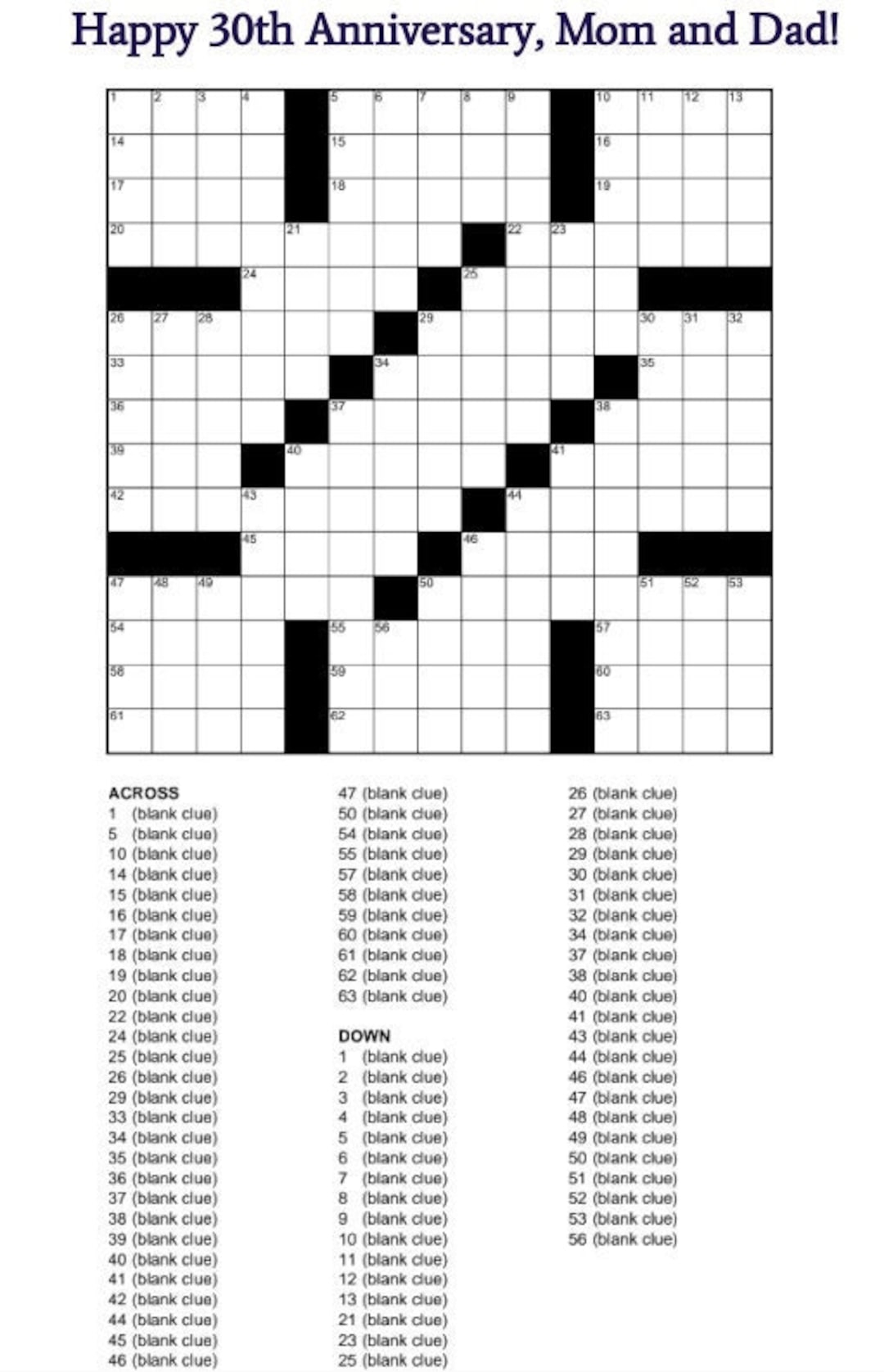 Custom Crossword Puzzle Gift Free Crossword Puzzles Printable