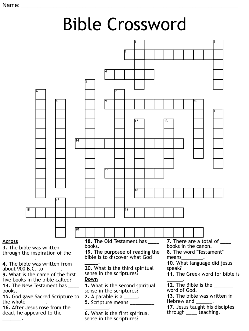 Bible Crossword Puzzles For Adults Free Crossword Puzzles Printable