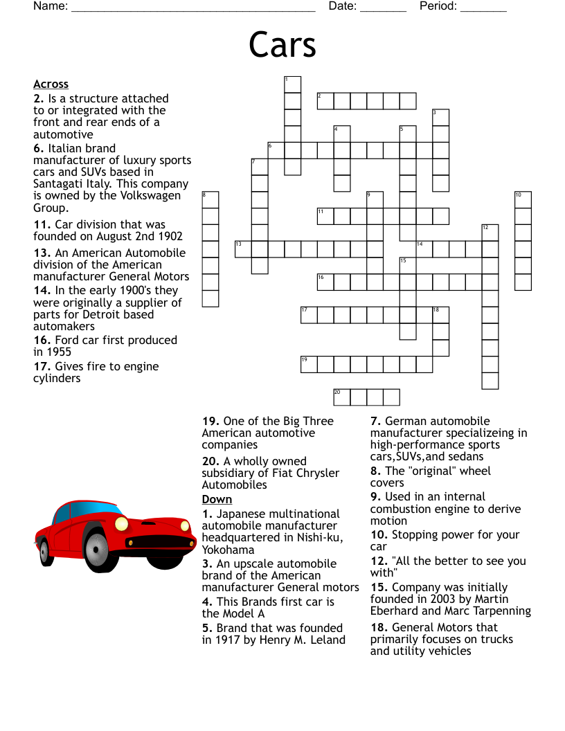 Car Crossword Puzzles Printable Printable Crossword P vrogue co