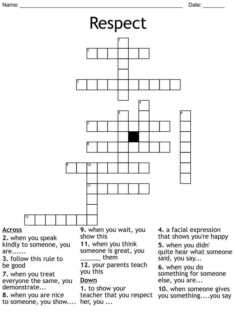 Respect Crossword Puzzle Printable Free Crossword Puzzles Printable