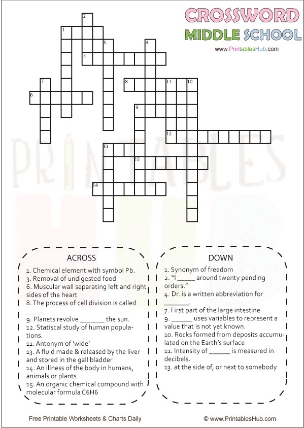 Crossword Puzzle Printable For Middle School Free Crossword Puzzles Crossword Puzzle Printable For Middle School Free Crossword Puzzles