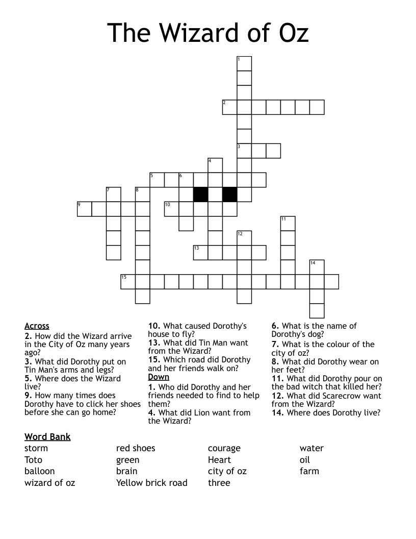 Wizard Of Oz Crossword Puzzle Printable Free Crossword Puzzles Printable Wizard Of Oz Crossword Puzzle Printable Free Crossword Puzzles Printable